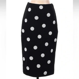 White House Black Market Black White Sequin Polka Dot Pencil Skirt Size 00 NWT